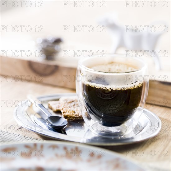Coffee and biscuits on tray