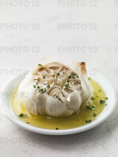 Roasted garlic in olive oil