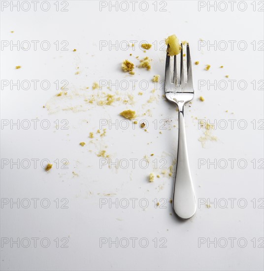 Fork with crumbs of apple pie