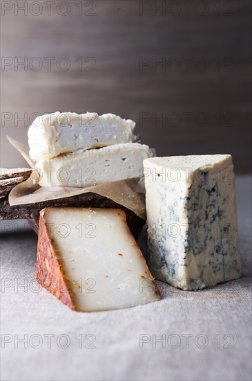 Wedges of artisanal cheese