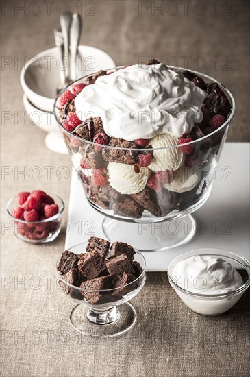 Chocolate brownies with ice cream