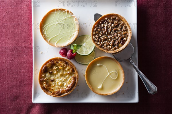 Miniature tarts on tray
