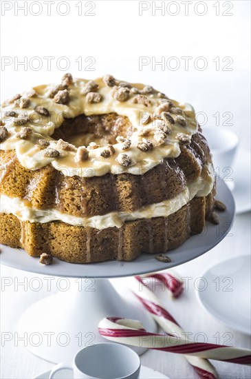 Candy canes and pumpkin caramel bundt cake