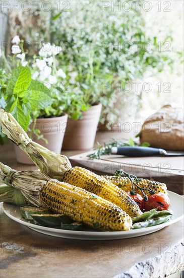 Plate of grilled corn