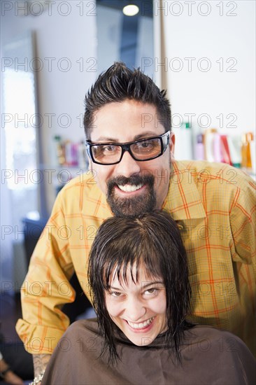 Hairdresser and client in salon