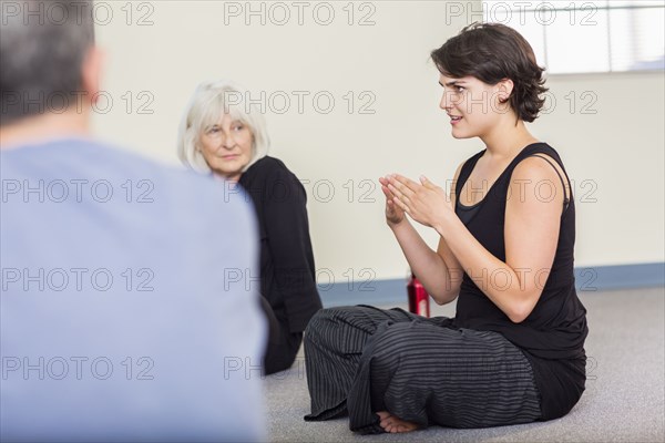 Student talking in acting class