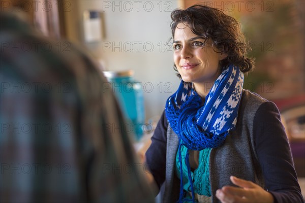 People smiling in cafe