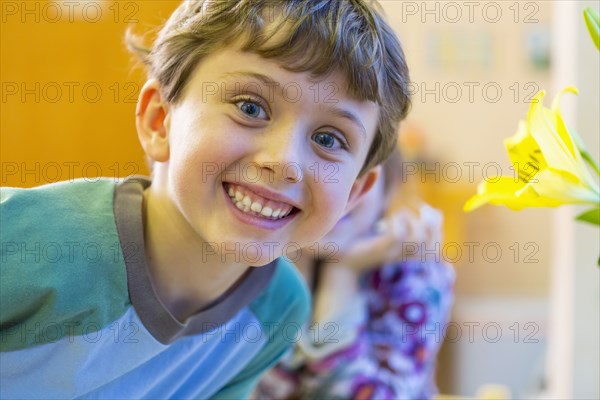 Close up of boy smiling