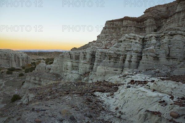 Sunset on cliffs in desert