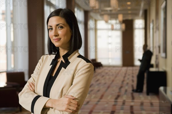 Mixed race businesswoman looking confident