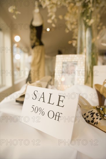 Sale sign in shop window