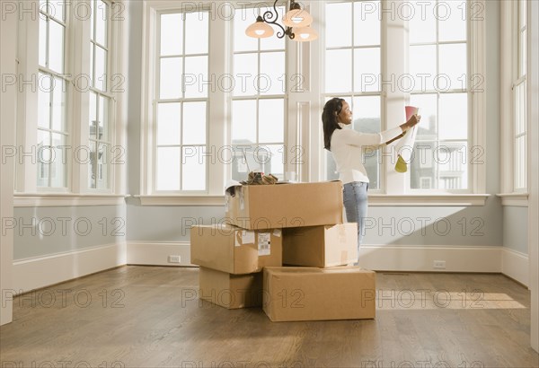 African woman moving house