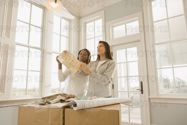 Women planning interior design