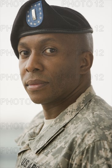 Close up of African soldier