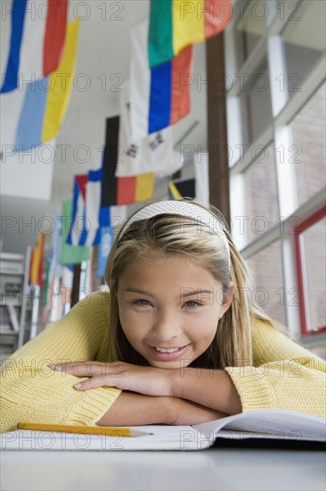 Asian girl studying