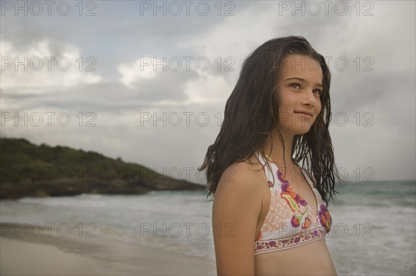 Young girl in bikini at beach