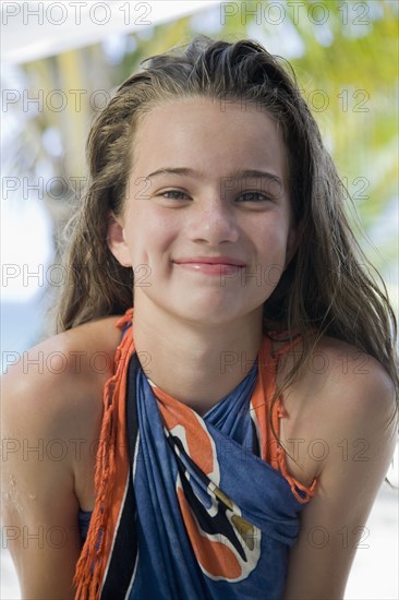 Smiling girl in sarong