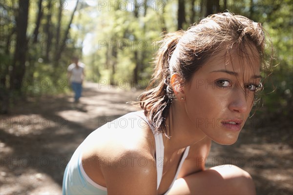 Hispanic woman on nature trail