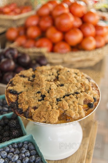 Close up of fruit crumble at farmers market