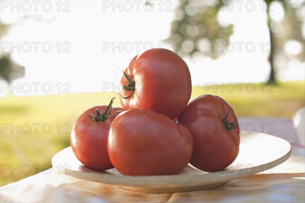 Close up of tomatoes on plate