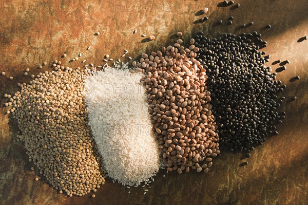 Beans and rice on table