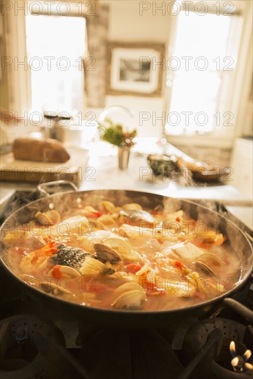 Pot of Chesapeake Bay bouillabaisse