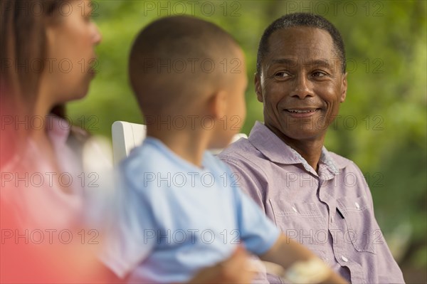 Portrait of smiling multi-generation family