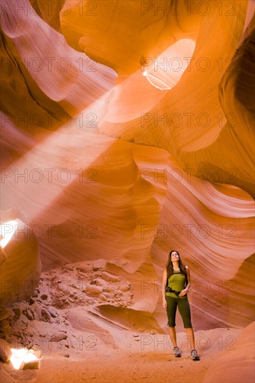 Persian woman hiking in canyon