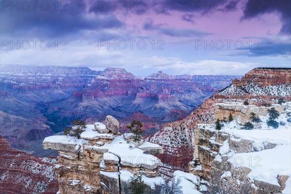 Scenic view of snow at canyon