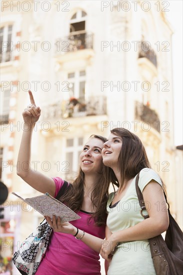 Caucasian friends sightseeing