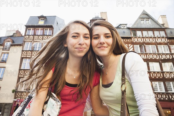 Smiling Caucasian friends