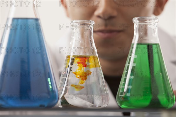 Hispanic student working in chemistry lab