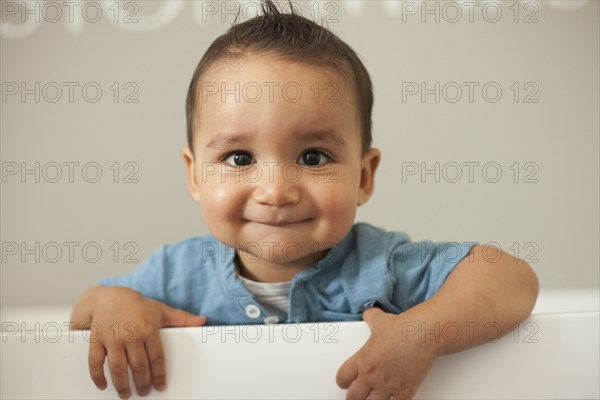 Mixed race baby smiling