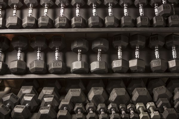 Dumbbells on rack