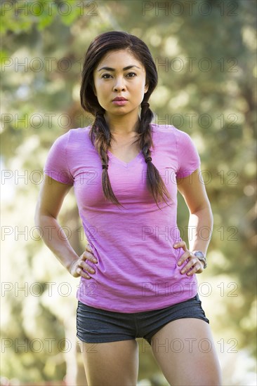 Portrait of serious Asian woman