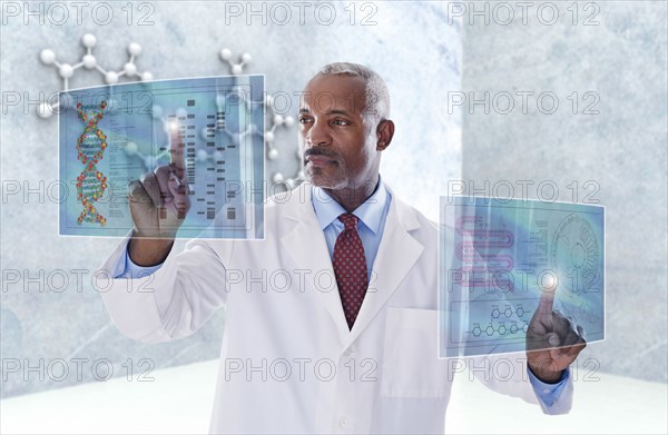 Black doctor using digital display