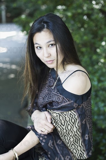 Japanese woman wearing fashionable clothing