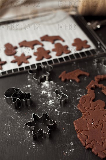 Pastry cutters and gingerbread dough