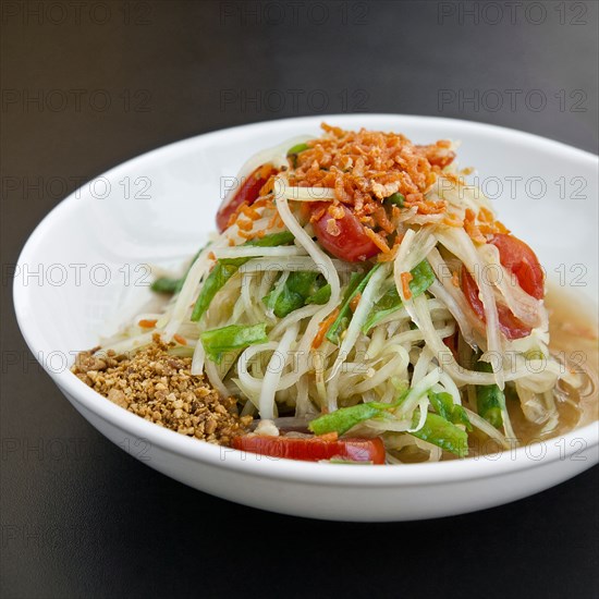 Bowl of vegetables and noodles