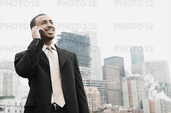 Businessman talking on his cell phone