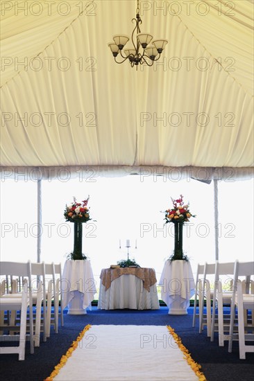 Interior view of wedding tent