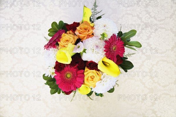 High angle view of flower bouquet