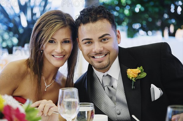 Multi-ethnic couple at wedding