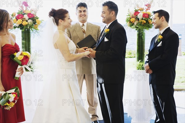 Multi-ethnic couple getting married