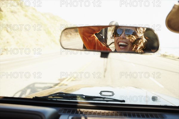 Hispanic woman on roadtrip