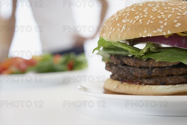 Close up of hamburger