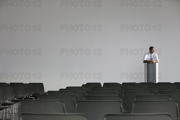 African businessman preparing for speech