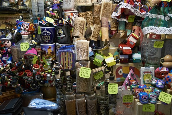 Price tags on souvenirs in shop in Guadalajara