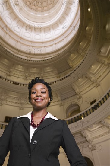 African businesswoman in capitol building