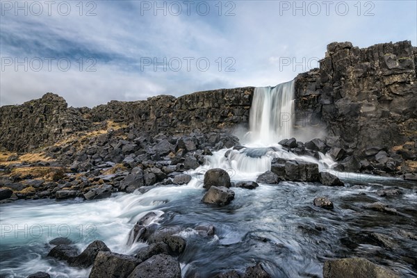 Waterfall on rocks